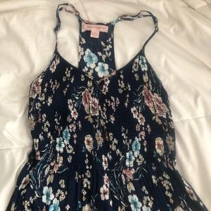 Floral maxi dress, smocked top.